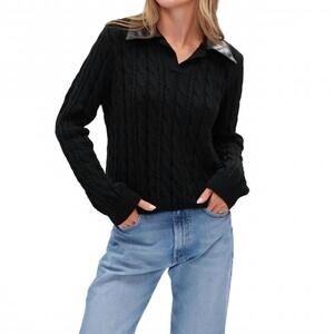 NEW SIX/FIFTY chiara cable v-neck top in black